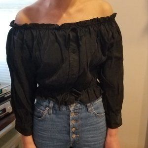 Zara Fillsens Off the Shoulder Top Cropped Ruffles